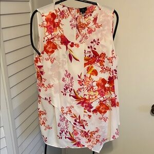 Worthington Vibrant Floral Blouse - Red and Pink